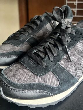 Coach Womens Mason Jacquard-Smoke/Black Tennis Shoes Sneakers Size 6.5b